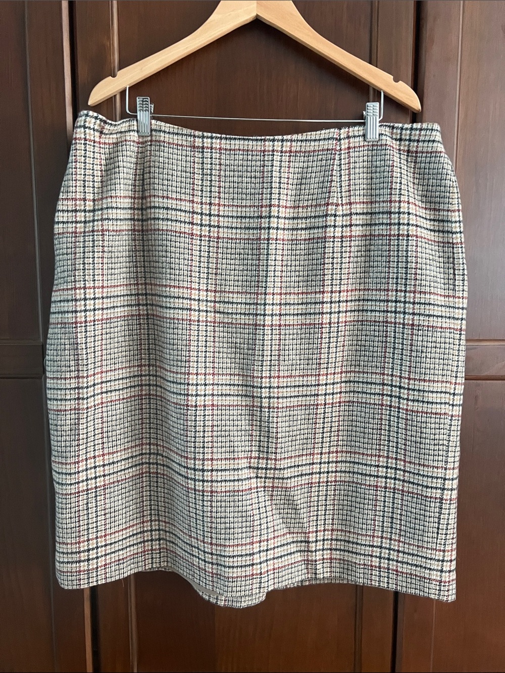 Talbots Academia Neutral Wool Blend Plaid Pencil Skirt Woman Plus Size 20W